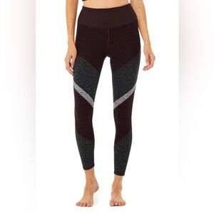 ALO Yoga Dark Red and Charcoal Leggings